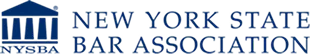 Logo of New York State Bar Association featuring a blue courthouse icon and blue text.