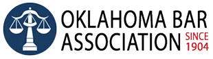 Logo of the Oklahoma Bar Association featuring a blue circle with white scales of justice.
