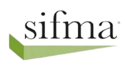 Logo displaying the word "sifma" with a green and gray geometric shape beneath it.