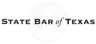 Seal of the State Bar of Texas featuring a star and text in circular design.
